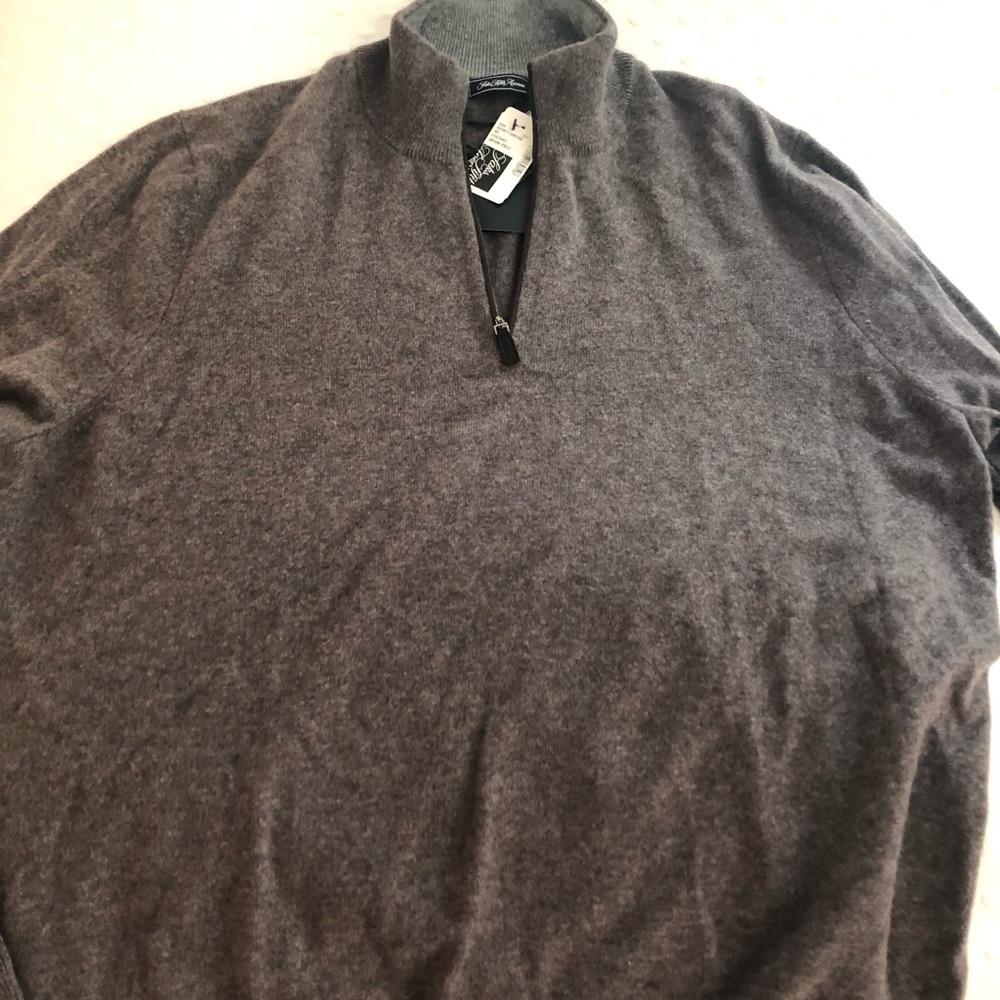 Saks Fifth Avenue Men Quarter Zip Sweater Cashmere